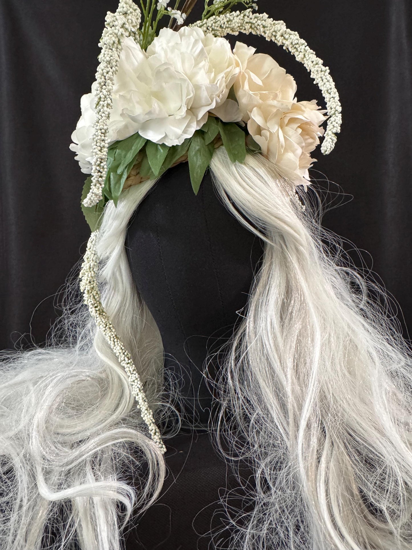 Peony Princess Fascinator, Blush Floral Crown, Romantic Wedding Headpiece, Fairy Crown, Garden Party Fascinator, Elven Princess Headpiece