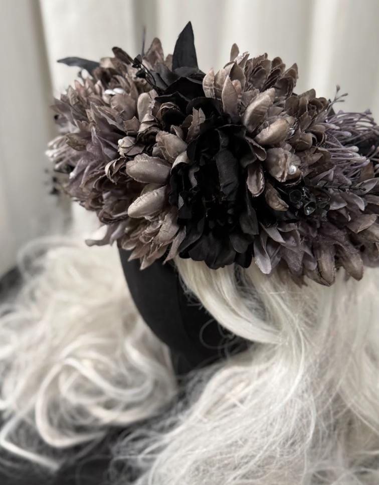 Midnight Thistle Floral Garland | Tiara, Flower Crown, Elven Headpiece, Fairy-core, Ren Faire, Special Occasion Photoshoot