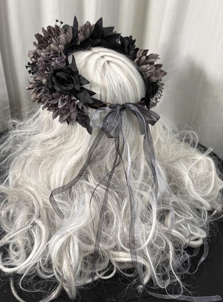 Midnight Thistle Floral Garland | Tiara, Flower Crown, Elven Headpiece, Fairy-core, Ren Faire, Special Occasion Photoshoot