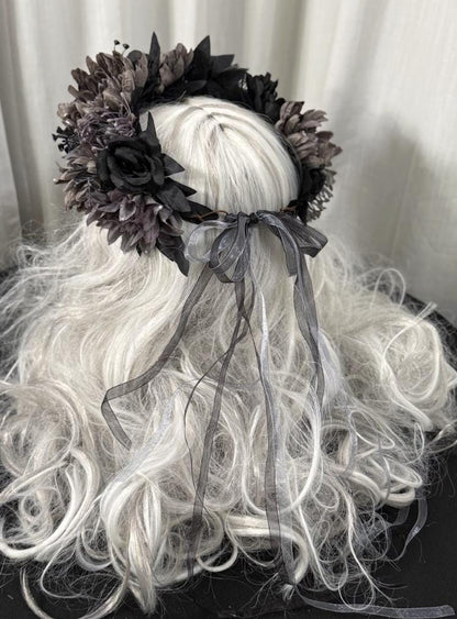 Midnight Thistle Floral Garland | Tiara, Flower Crown, Elven Headpiece, Fairy-core, Ren Faire, Special Occasion Photoshoot
