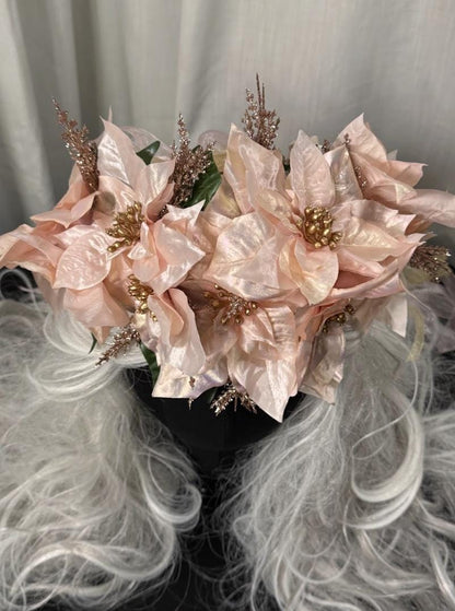 Blush Noel Holiday Poinsettia Floral Garland | Christmas Crown, Winter Halo, Festive Headpiece, Holiday Photoshoot, Fairytale Accessory