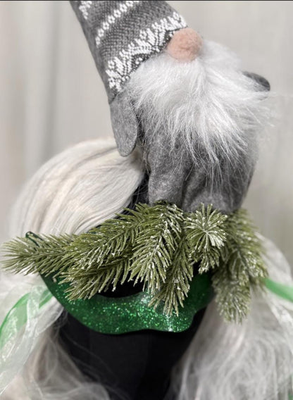 Hanging With My Gnomies Mask – Christmas Gnome Mask Green Glitter Masquerade – Whimsical Holiday Woodland Costume Mask