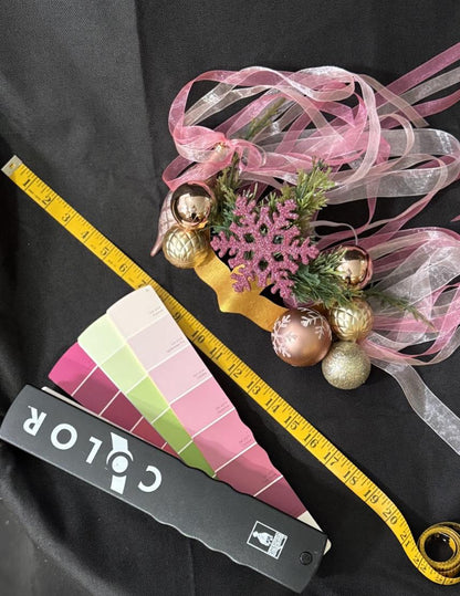 Sugarplum Spark Mask – Pink Gold Christmas Masquerade Mask – Holiday Ornament Snowflake Mask – Whimsical Winter Fairy Mask