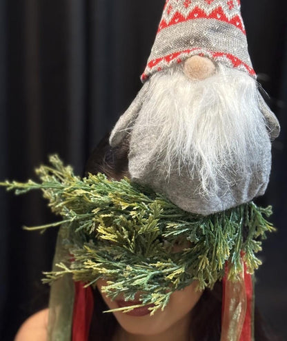 Gnome for the Holidays Mask – Christmas Gnome Mask Woodland Evergreen Masquerade – Whimsical Holiday Costume Mask