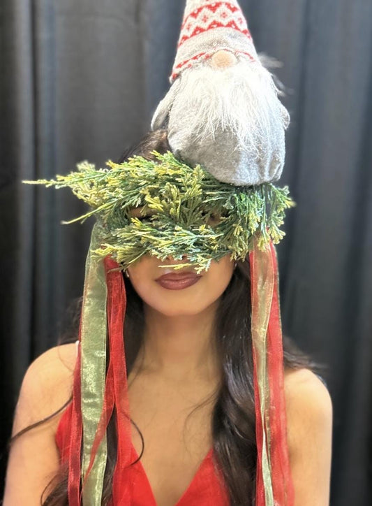 Gnome for the Holidays Mask – Christmas Gnome Mask Woodland Evergreen Masquerade – Whimsical Holiday Costume Mask