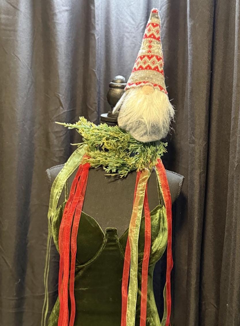 Gnome for the Holidays Mask – Christmas Gnome Mask Woodland Evergreen Masquerade – Whimsical Holiday Costume Mask