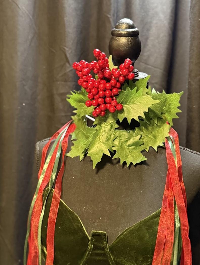Holly Jolly Mask – Christmas Holly Berry Mask – Holiday Masquerade Winter Costume Mask – Festive Woodland Mask