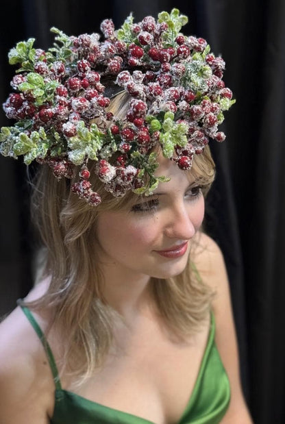 Frostberry Crown Fascinator, Winter Fascinator, Christmas Headpiece, Holiday Headpiece, Berry Crown, Snow Queen Crown, Photoshoot Fascinator