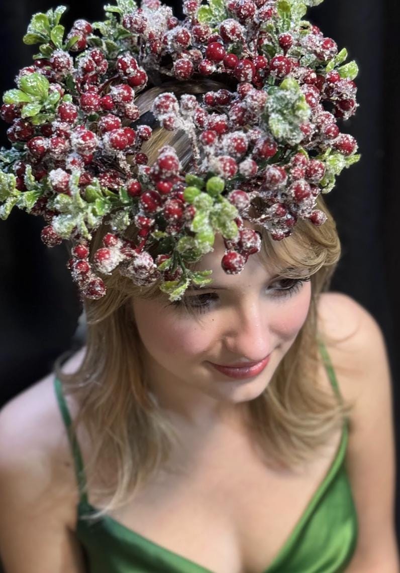 Frostberry Crown Fascinator, Winter Fascinator, Christmas Headpiece, Holiday Headpiece, Berry Crown, Snow Queen Crown, Photoshoot Fascinator