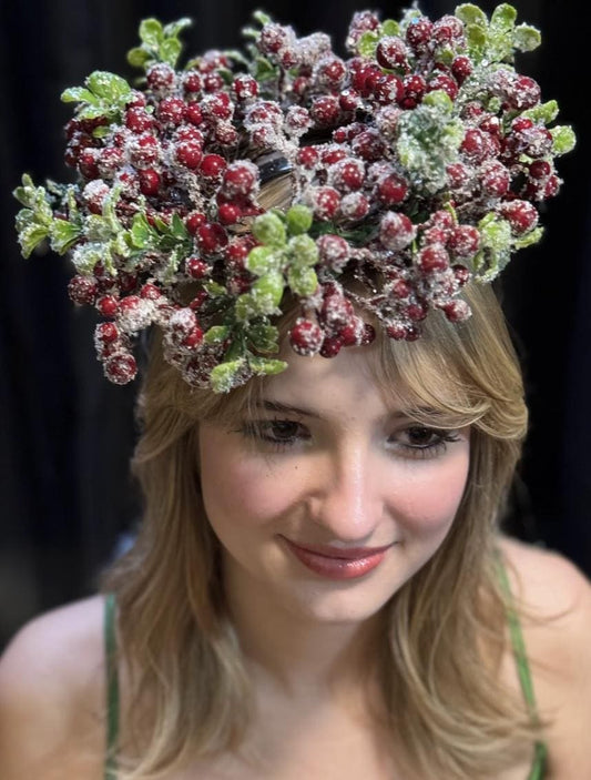 Frostberry Crown Fascinator, Winter Fascinator, Christmas Headpiece, Holiday Headpiece, Berry Crown, Snow Queen Crown, Photoshoot Fascinator