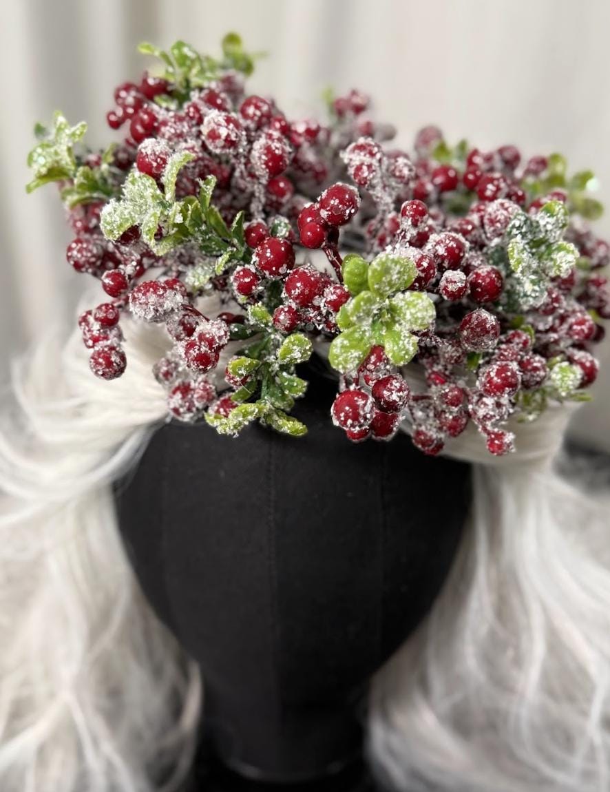 Frostberry Crown Fascinator, Winter Fascinator, Christmas Headpiece, Holiday Headpiece, Berry Crown, Snow Queen Crown, Photoshoot Fascinator