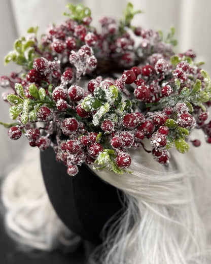 Frostberry Crown Fascinator, Winter Fascinator, Christmas Headpiece, Holiday Headpiece, Berry Crown, Snow Queen Crown, Photoshoot Fascinator