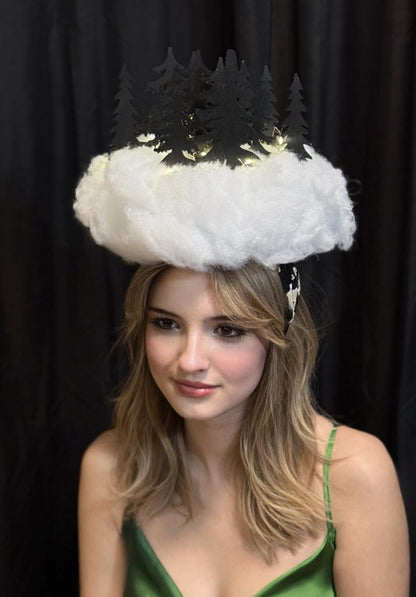 Winterwood Glow Illuminated Fascinator, Light Up Headpiece, LED Winter Crown, Holiday Headpiece, Festival Fascinator, Photoshoot Crown