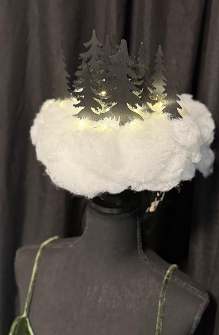 Winterwood Glow Illuminated Fascinator, Light Up Headpiece, LED Winter Crown, Holiday Headpiece, Festival Fascinator, Photoshoot Crown