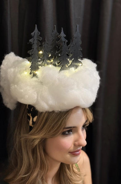 Winterwood Glow Illuminated Fascinator, Light Up Headpiece, LED Winter Crown, Holiday Headpiece, Festival Fascinator, Photoshoot Crown
