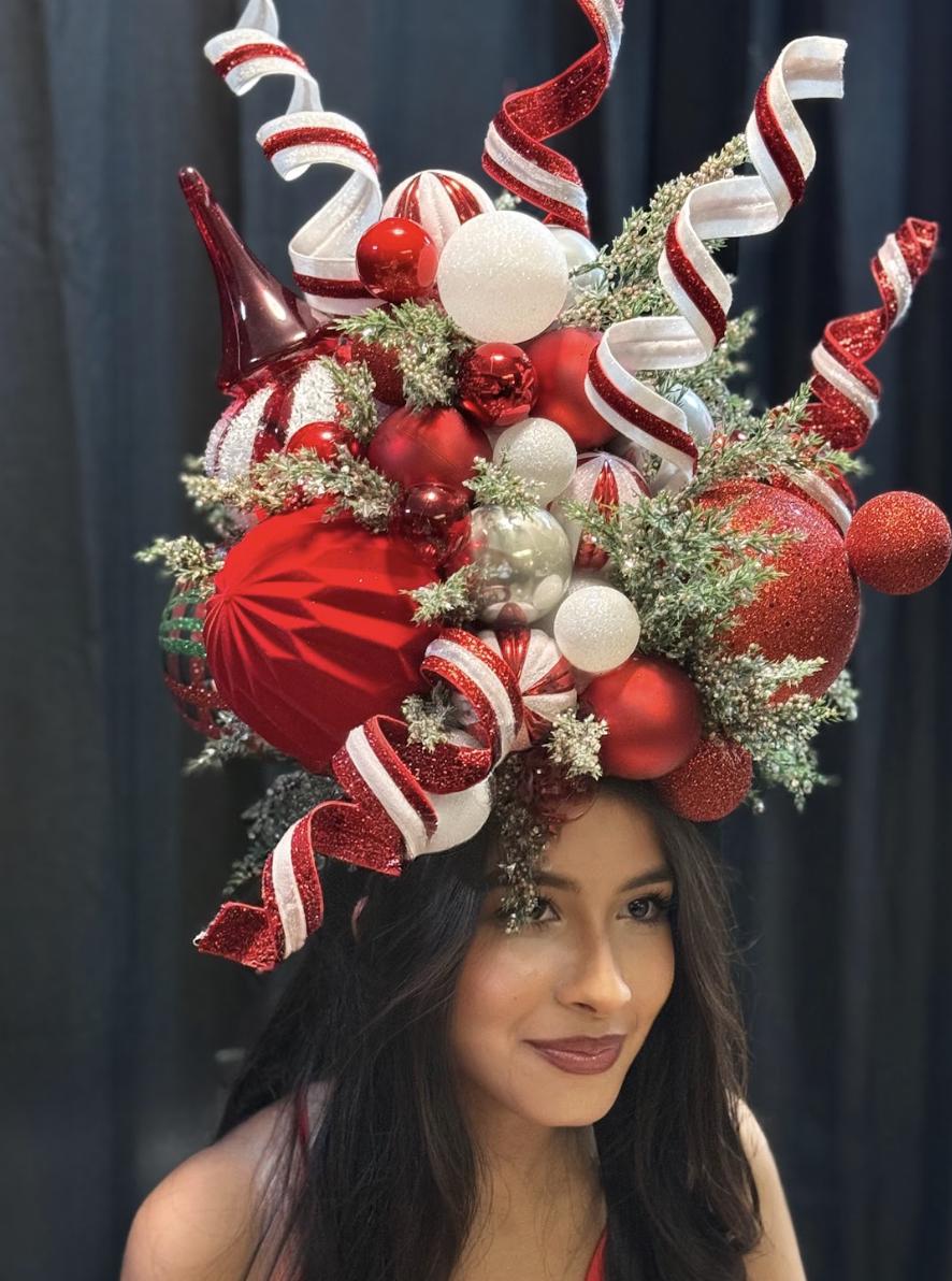 Candy Cane Courtier – Grand Red & White Holiday Fascinator |  Crown, Elven Princess Headpiece, Fairy-core, Ren Faire, Holiday Photoshoot