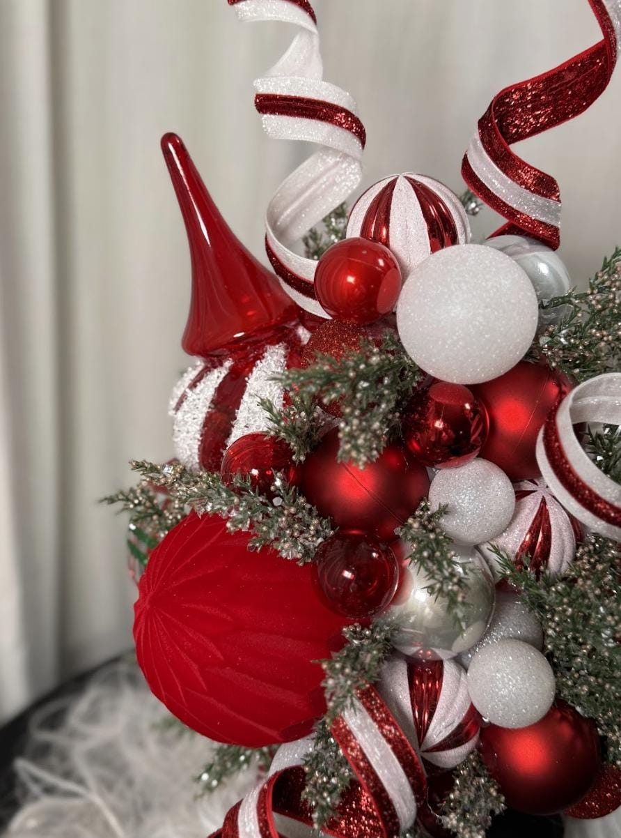 Candy Cane Courtier – Grand Red & White Holiday Fascinator |  Crown, Elven Princess Headpiece, Fairy-core, Ren Faire, Holiday Photoshoot