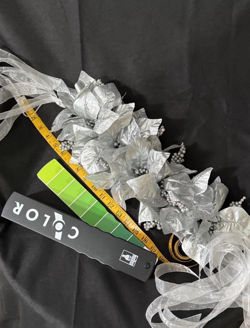 Silver Solstice Poinsettia Garland | Sparkling Silver Christmas Crown, Winter Gala Halo, Ice Queen Tiara, Holiday Photoshoot Headpiece