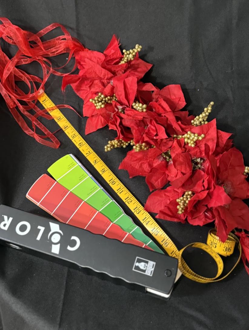 Hollyflare Red Poinsettia Holiday Garland | Classic Christmas Crown, Red & Gold Winter Halo, Festive Floral Tiara, Photoshoot Headpiece