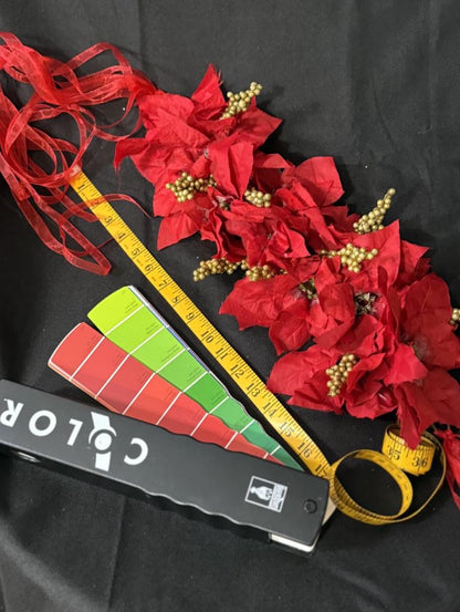 Hollyflare Red Poinsettia Holiday Garland | Classic Christmas Crown, Red & Gold Winter Halo, Festive Floral Tiara, Photoshoot Headpiece