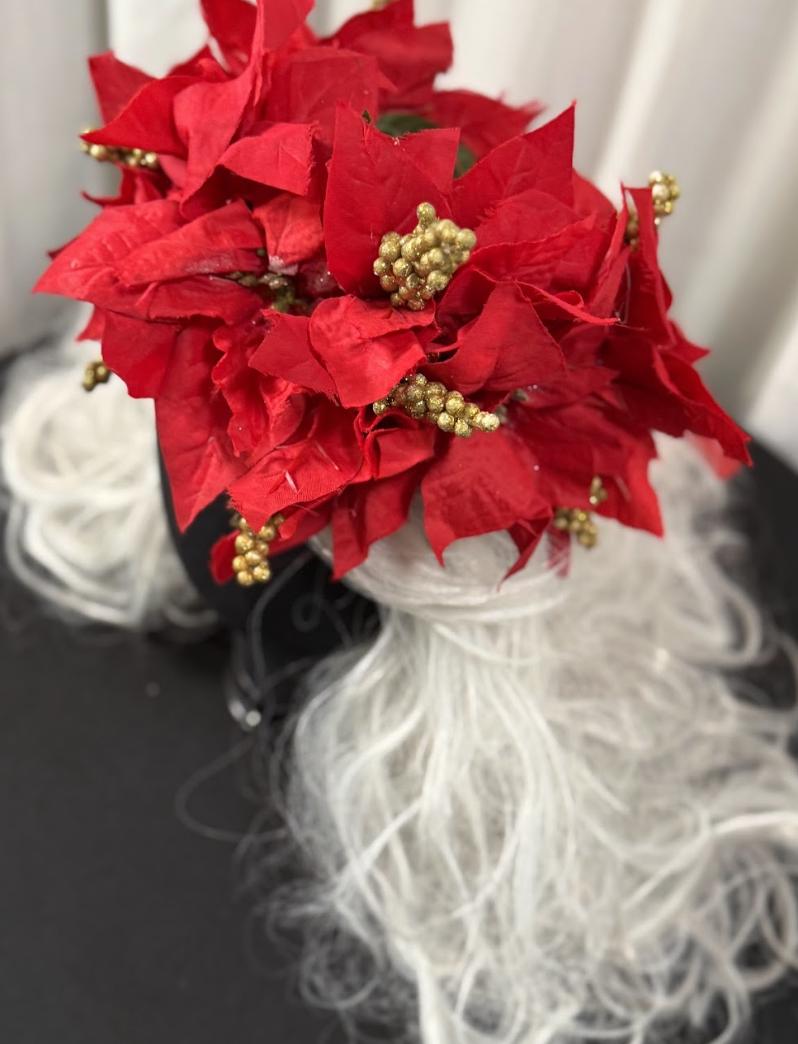 Hollyflare Red Poinsettia Holiday Garland | Classic Christmas Crown, Red & Gold Winter Halo, Festive Floral Tiara, Photoshoot Headpiece