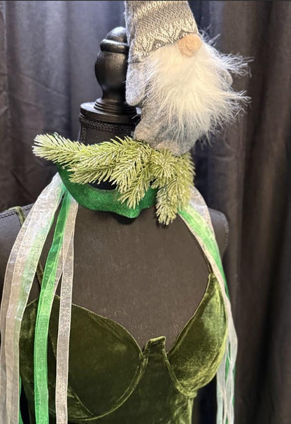 Hanging With My Gnomies Mask – Christmas Gnome Mask Green Glitter Masquerade – Whimsical Holiday Woodland Costume Mask