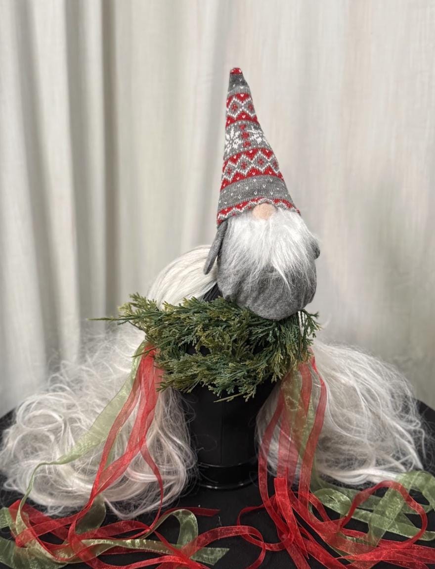 Gnome for the Holidays Mask – Christmas Gnome Mask Woodland Evergreen Masquerade – Whimsical Holiday Costume Mask