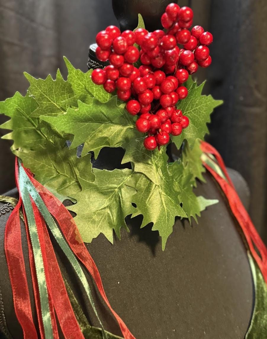 Holly Jolly Mask – Christmas Holly Berry Mask – Holiday Masquerade Winter Costume Mask – Festive Woodland Mask