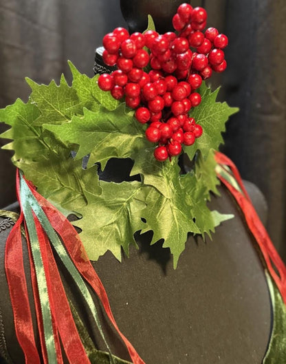 Holly Jolly Mask – Christmas Holly Berry Mask – Holiday Masquerade Winter Costume Mask – Festive Woodland Mask