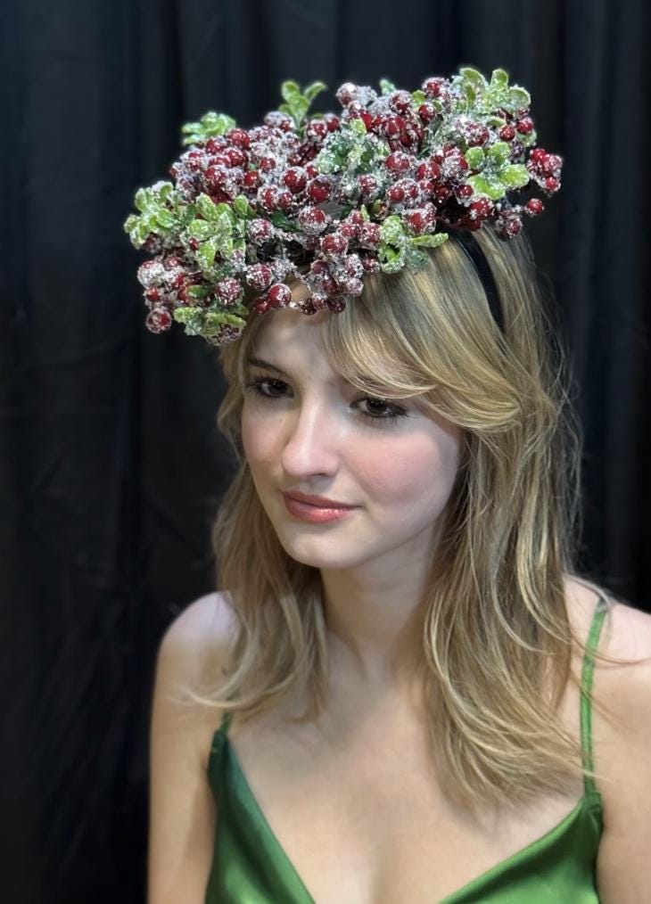 Frostberry Crown Fascinator, Winter Fascinator, Christmas Headpiece, Holiday Headpiece, Berry Crown, Snow Queen Crown, Photoshoot Fascinator