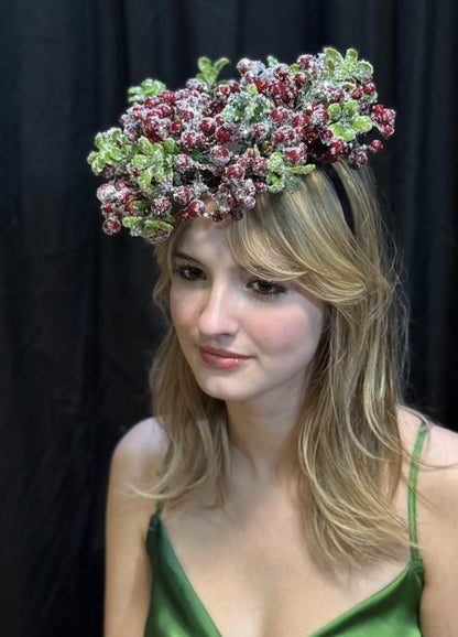 Frostberry Crown Fascinator, Winter Fascinator, Christmas Headpiece, Holiday Headpiece, Berry Crown, Snow Queen Crown, Photoshoot Fascinator