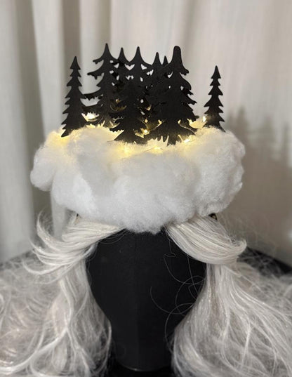 Winterwood Glow Illuminated Fascinator, Light Up Headpiece, LED Winter Crown, Holiday Headpiece, Festival Fascinator, Photoshoot Crown