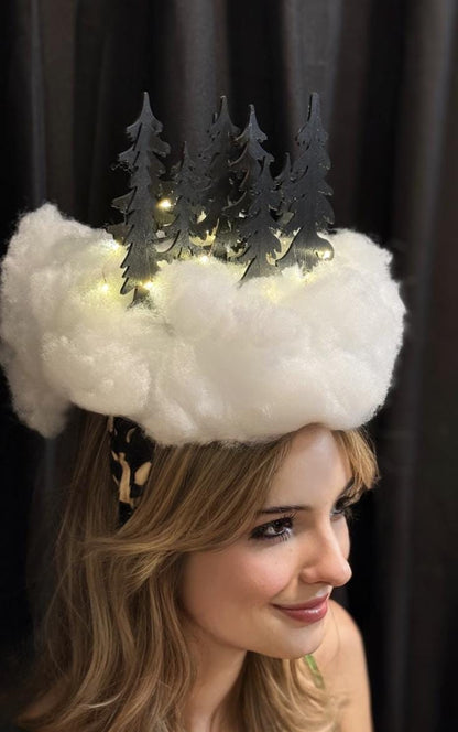 Winterwood Glow Illuminated Fascinator, Light Up Headpiece, LED Winter Crown, Holiday Headpiece, Festival Fascinator, Photoshoot Crown