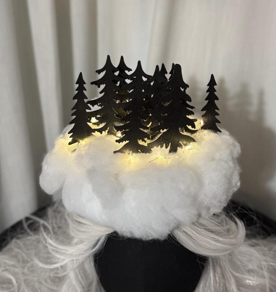 Winterwood Glow Illuminated Fascinator, Light Up Headpiece, LED Winter Crown, Holiday Headpiece, Festival Fascinator, Photoshoot Crown