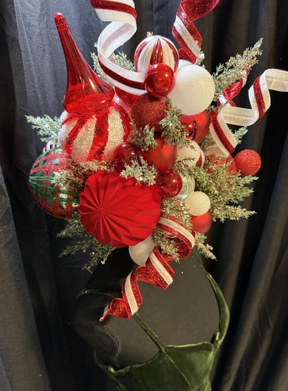 Candy Cane Courtier – Grand Red & White Holiday Fascinator |  Crown, Elven Princess Headpiece, Fairy-core, Ren Faire, Holiday Photoshoot