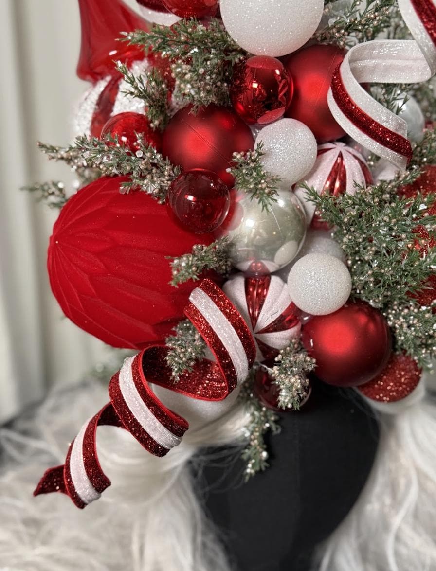 Candy Cane Courtier – Grand Red & White Holiday Fascinator |  Crown, Elven Princess Headpiece, Fairy-core, Ren Faire, Holiday Photoshoot