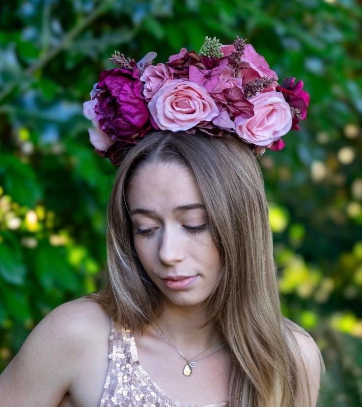 Cherry on Top Floral Halo Headdress, Cherry Flower Crown, Blush Pink Crown, Fairy Crown, Cherub Halo, Romantic Headpiece, Photoshoot Prop