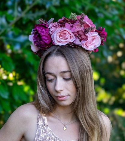 Cherry on Top Floral Halo Headdress, Cherry Flower Crown, Blush Pink Crown, Fairy Crown, Cherub Halo, Romantic Headpiece, Photoshoot Prop