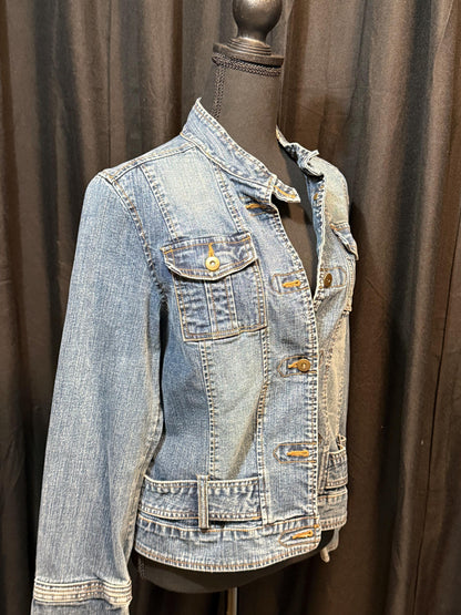 Vintage Denim Jacket L – Belted Women's Jean Jacket Medium Wash – Forever in Blue Jeans Inspo Closet
