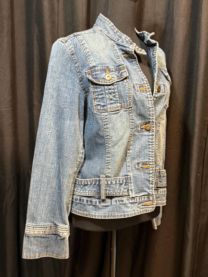 Vintage Denim Jacket L – Belted Women's Jean Jacket Medium Wash – Forever in Blue Jeans Inspo Closet
