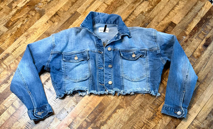 Vintage Denim Jacket S BLACK LABEL – Cropped Women's Jean Jacket Medium Light Wash – Forever in Blue Jeans Inspo Closet