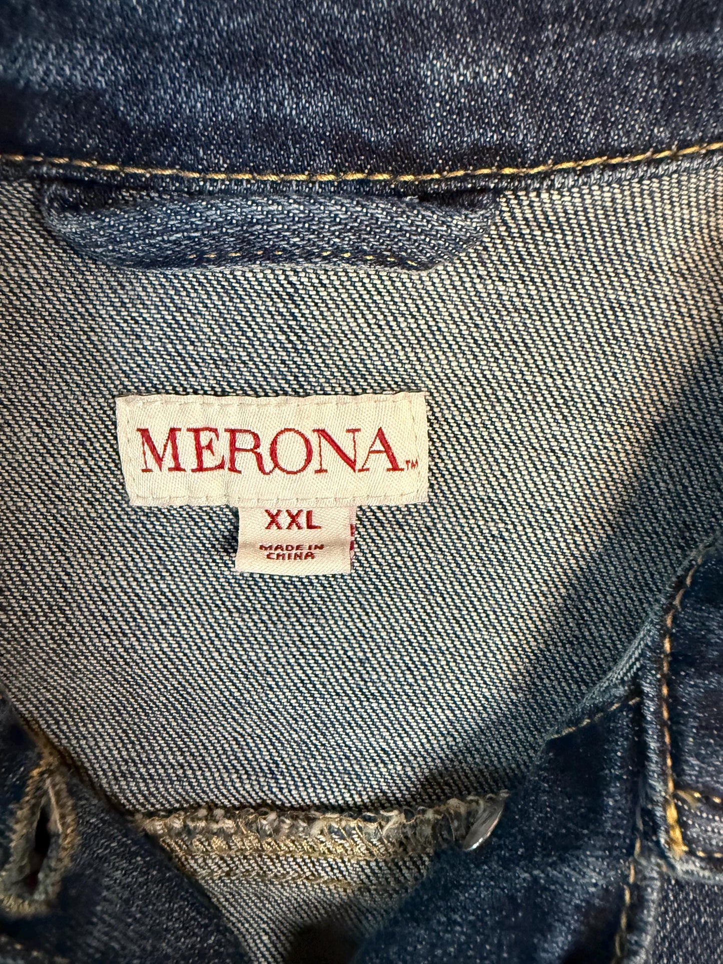 Vintage Denim Jacket XXL MERONA – Dark Wash Women's Stretch Jean Jacket – Forever in Blue Jeans Inspo Closet