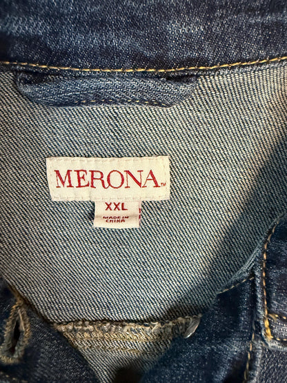 Vintage Denim Jacket XXL MERONA – Dark Wash Women's Stretch Jean Jacket – Forever in Blue Jeans Inspo Closet