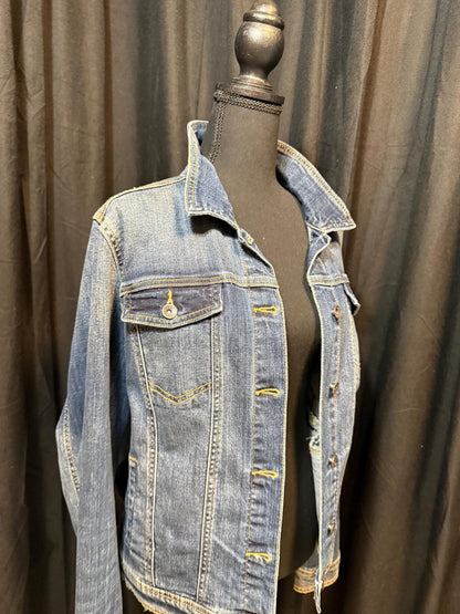 Vintage Denim Jacket XXL MERONA – Dark Wash Women's Stretch Jean Jacket – Forever in Blue Jeans Inspo Closet