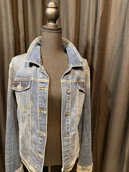 Vintage Denim Jacket XXL MERONA – Dark Wash Women's Stretch Jean Jacket – Forever in Blue Jeans Inspo Closet
