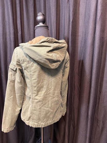 Vintage Olive Military Utility Jacket M MOSSIMO – Hooded Multi Pocket Field Jacket – Fortunate Son Inspo Closet
