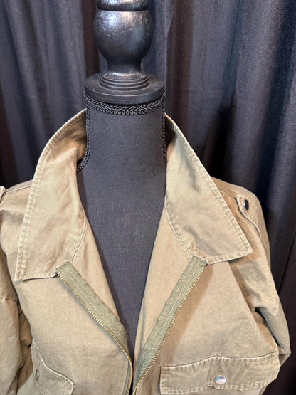 Vintage Olive Military Utility Jacket L WINDSOR – Cropped Drawstring Field Jacket – Fortunate Son Inspo Closet