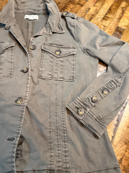 Vintage Olive Military Utility Jacket L KNOX ROSE – Button Front Field Jacket – Fortunate Son Inspo Closet