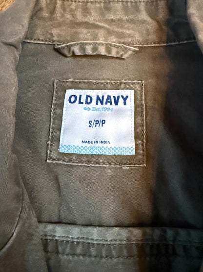Vintage Olive Military Utility Jacket S OLD NAVY – Drawstring Waist Field Jacket – Fortunate Son Inspo Closet