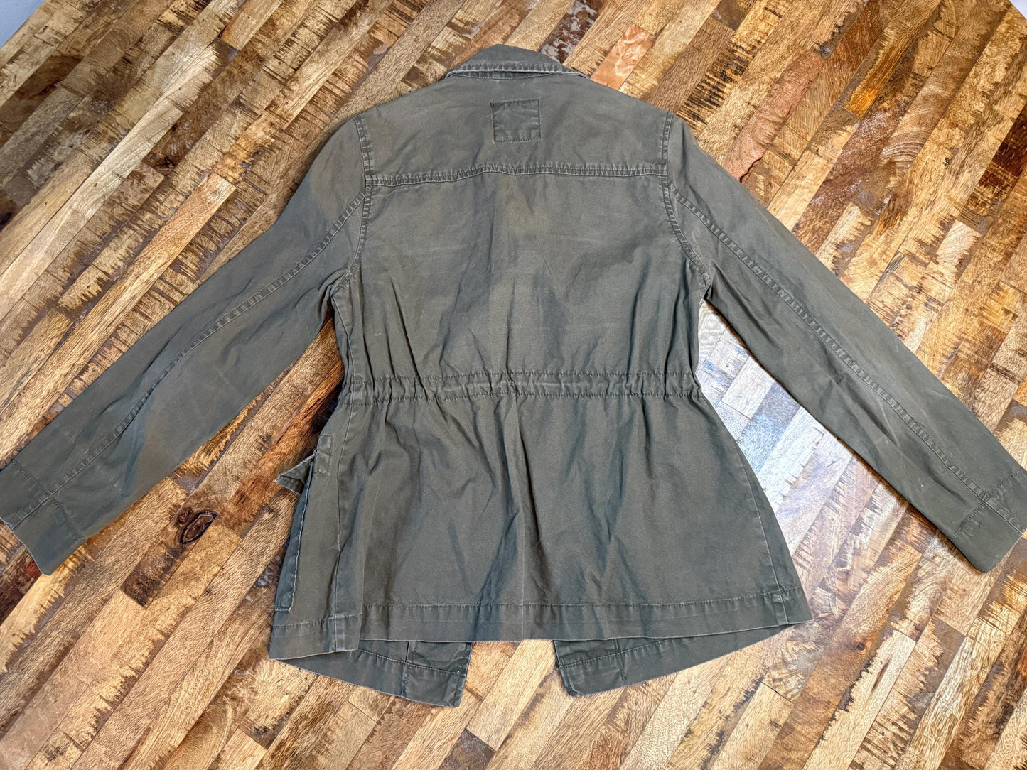 Vintage Olive Military Utility Jacket S OLD NAVY – Drawstring Waist Field Jacket – Fortunate Son Inspo Closet